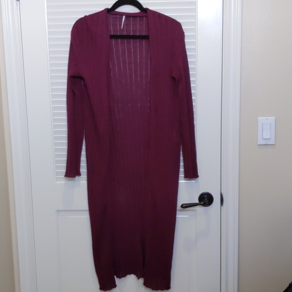 Free People Ribby Rib Duster Cardigan M - Picture 4 of 6